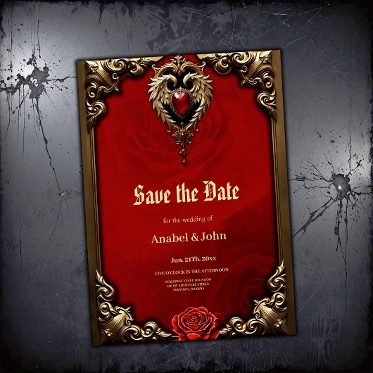 Das gotische Herz von Feuer und Gold Save The Date