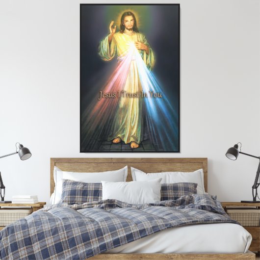 Das göttliche Barmherzigkeit-Leinwand-Devotional I Leinwanddruck (Insitu (Schlafzimmer))