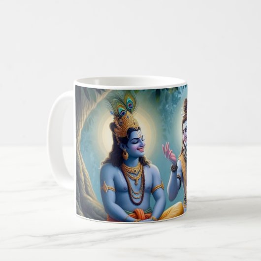 Das göttliche Duo: Mahadev und Shrikrishna Masterp Kaffeetasse (Vorderseite Links)