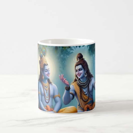 Das göttliche Duo: Mahadev und Shrikrishna Masterp Kaffeetasse (Mittel)