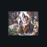Das göttliche Liebespaar Leinwanddruck<br><div class="desc">Das ist eines der bekanntesten und geliebtesten Gemälde von Radha und Krishna in einem schönen Porträt des berühmten transzendentalen Künstlers Vishnudas. Sie können es anpassen: die Größe,  die Sie möchten.</div>