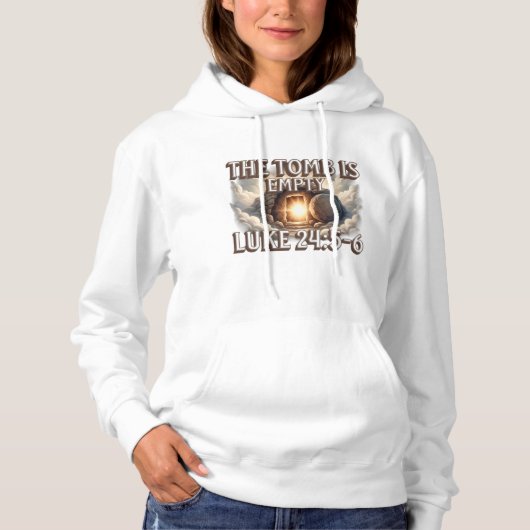 Das Grab ist leer – Auferstehung Bibelvers Design Hoodie (Vorderseite)