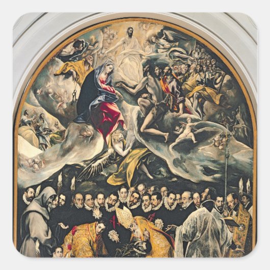 Das Grabmal von Graf Orgaz Quadratischer Aufkleber (Vorderseite)