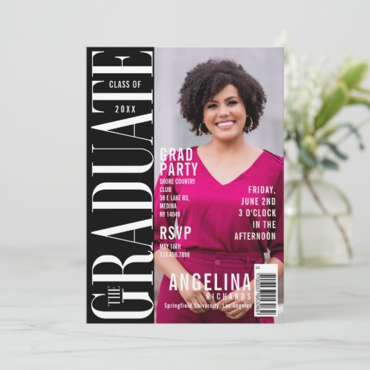 Das Graduate Fun Trendy Magazine deckte das Grad-P Einladung (Stehend Vorderseite)