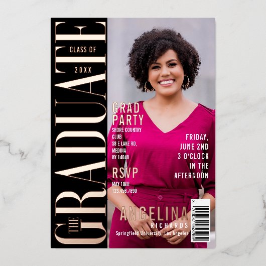 Das Graduate Fun Trendy Magazine deckte das Grad-P Folieneinladung (Vorderseite)