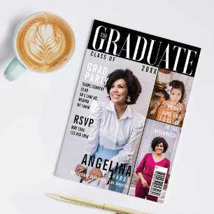 Das Graduate Trendy Magazine deckt 3 Foto Grad ab Einladung
