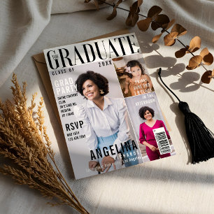 Das Graduate Trendy Magazine deckt 3 Foto Grad ab Einladung