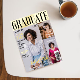 Das Graduate Trendy Magazine deckt 3 Foto Grad ab Folieneinladung