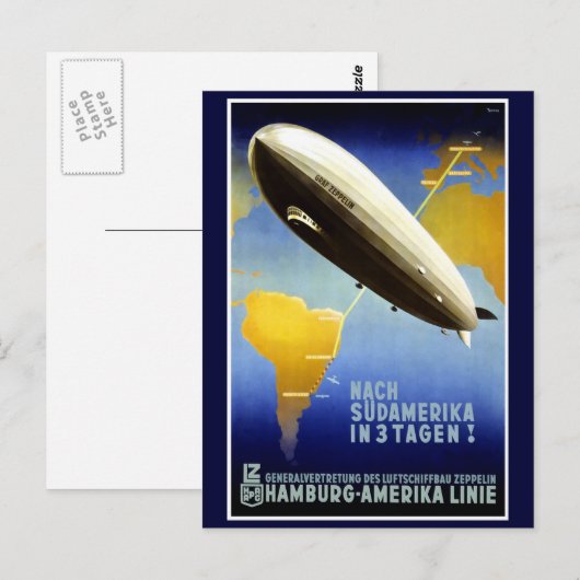 Das Graf Zeppelin Line Vintage Travel Poster Postkarte (Vorne/Hinten)