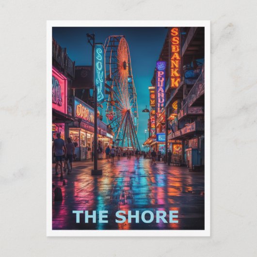 Das grafische Design des Jersey Shore Boardwalk Postkarte (Vorderseite)