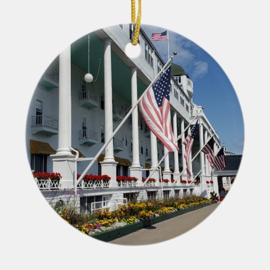 Das Grand Hotel auf der Insel Mackinac, Michigan Keramik Ornament (Vorne)