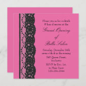 Das Grand Opening French Lace Fuchsia Einladung (Vorne/Hinten)