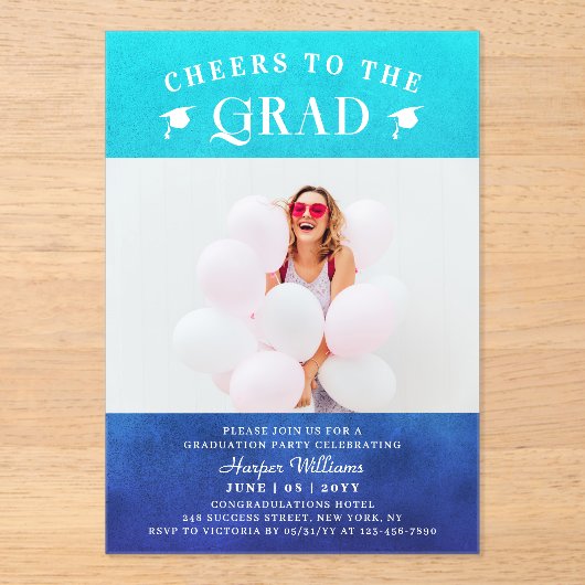 Das Grand Trendy Modern Foto Blue Acryleinladungen (Vorderseite)