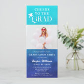 Das Grand Trendy Modern Foto Blue Einladung (Stehend Vorderseite)