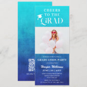 Das Grand Trendy Modern Foto Blue Einladung (Vorne/Hinten)