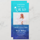 Das Grand Trendy Modern Foto Blue Einladung (Vorne/Hinten)