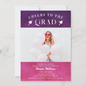 Das Grand Trendy Modern Foto Pink Lila Einladung (Vorderseite)