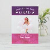 Das Grand Trendy Modern Foto Pink Lila Einladung (Stehend Vorderseite)