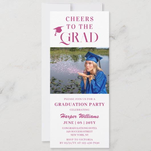 Das Grand Trendy Modern Foto Pink Script Einladung (Vorderseite)