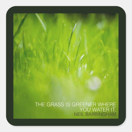 DAS GRAS IST GRÜNER QUADRATISCHER AUFKLEBER (Vorderseite)