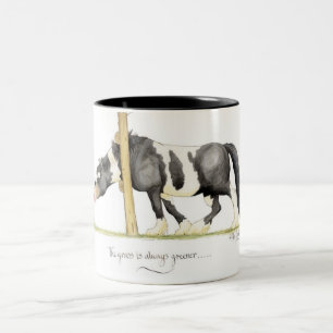 "Das Gras ist immer grüner…" Becher Zweifarbige Tasse