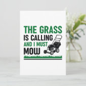 Das Gras ruft und ich muss mähen Dankeskarte (Stehend Vorderseite)
