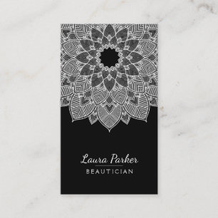 Das graue Mandala-Lotos-Blumen-Yoga-Schwarze Visitenkarte