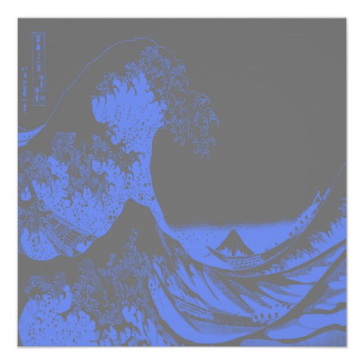 Das Great Wave Blau & Grau Poster (Vorderseite)