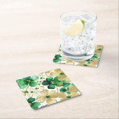 Das Green und Gold St Patrick's Day Kleeblatt Rechteckiger Pappuntersetzer (Vor Ort)