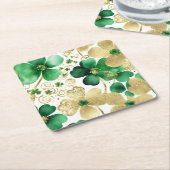 Das Green und Gold St Patrick's Day Kleeblatt Rechteckiger Pappuntersetzer (angewinkelt)
