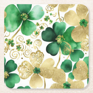 Das Green und Gold St Patrick's Day Kleeblatt Rechteckiger Pappuntersetzer