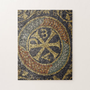 Das griechische Chi Rho Byzantinische Mosaiksymbol Puzzle