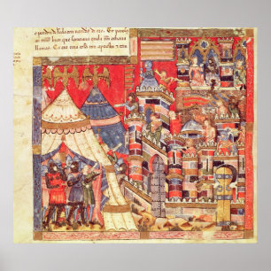 Das griechische Lager und die Stadt von Troja Poster