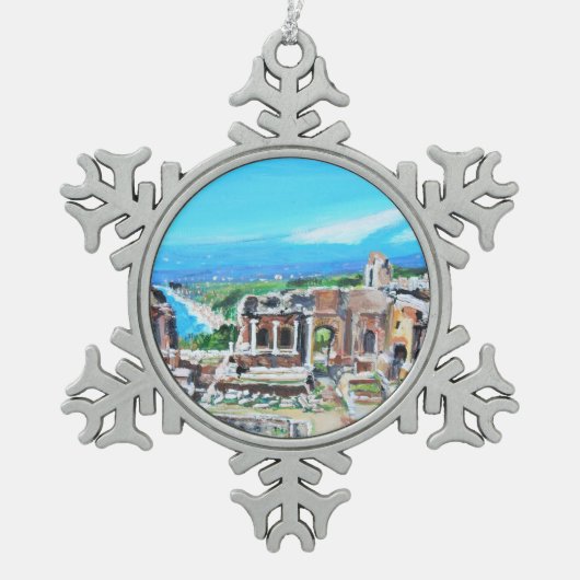 Das griechische Theater - Schneeflocken Zinn-Ornament (Vorderseite)