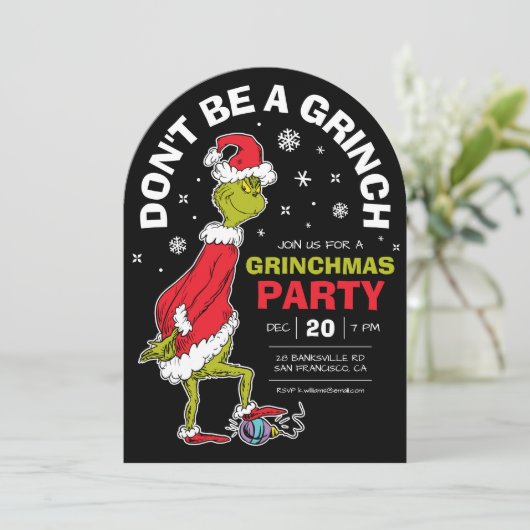 Das grinsende Party "Don't be a grinch" Einladung (Stehend Vorderseite)