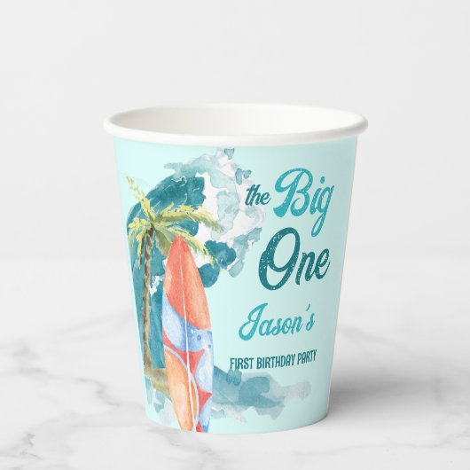 Das große 1. Party zum Surfen im Retro-Bereich Pappbecher (Rückseite)