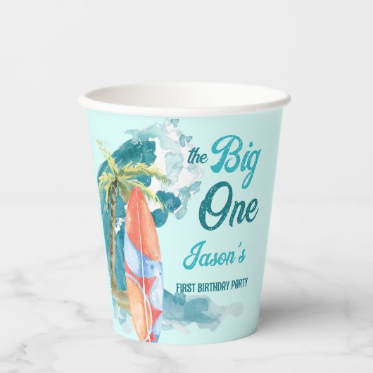 Das große 1. Party zum Surfen im Retro-Bereich Pappbecher (Vorderseite)