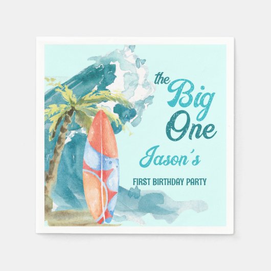 Das große 1. Party zum Surfen im Retro-Bereich Serviette (Vorderseite)