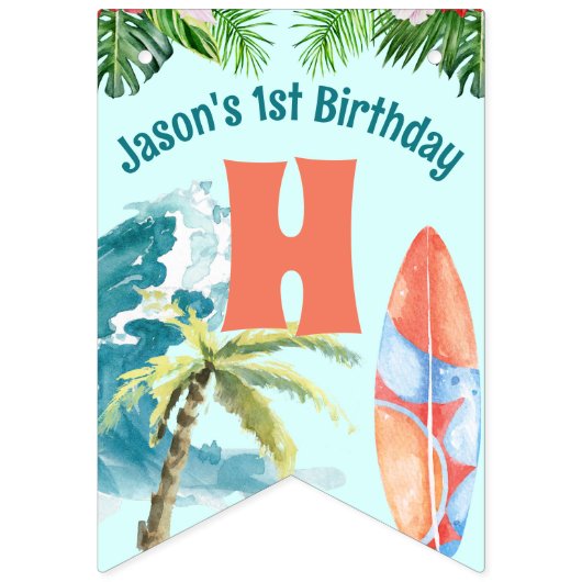 Das große 1. Party zum Surfen im Retro-Bereich Wimpelkette (Zweite Fahne)