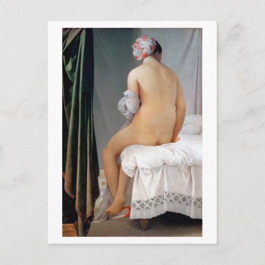 Das große Bather (sitzende Frau), Dominique Ingres Postkarte (Vorderseite)