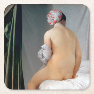 Das große Bather (sitzende Frau), Dominique Ingres Rechteckiger Pappuntersetzer