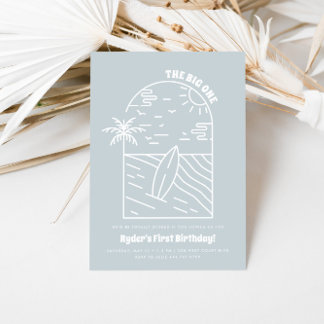 Das große | Boy's 1. Surf Beach Geburtstag Einladung