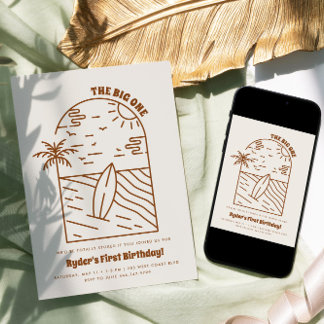 Das große | Boy's 1. Surf Beach Geburtstag Einladung