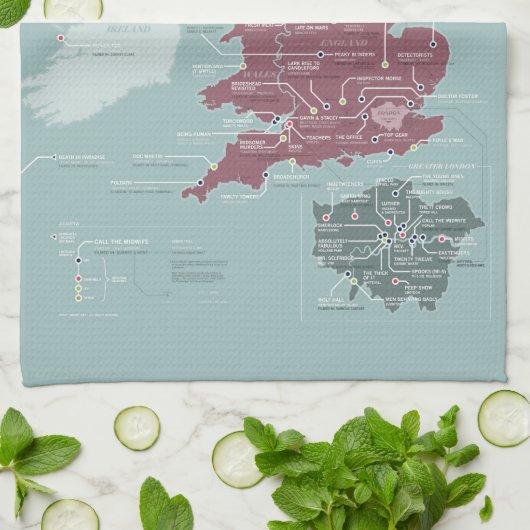 Das große britische Fernsehkarten-Tee-Tuch Geschirrtuch (Gefaltet)