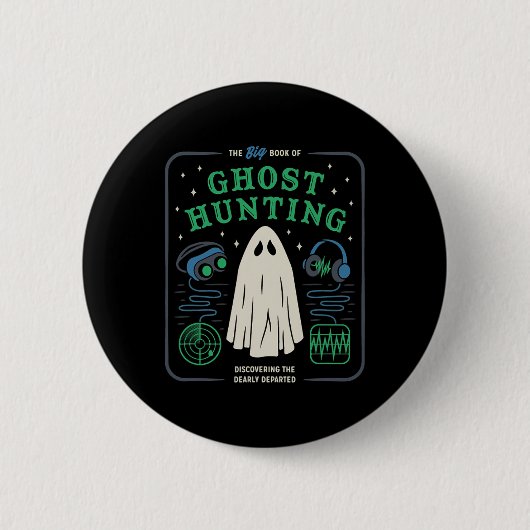 Das große Buch Ghost Junting Funny Halloween Button (Vorderseite)