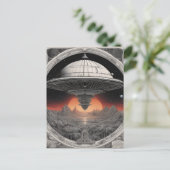 Das große, dunkle Raumschiff segelte durch die Tie Postkarte (Stehend Vorderseite)