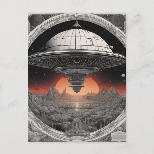 Das große, dunkle Raumschiff segelte durch die Tie Postkarte (Vorderseite)