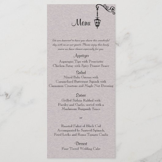 Das große, einfache Hochzeitsmenü Menükarte (Vorderseite)