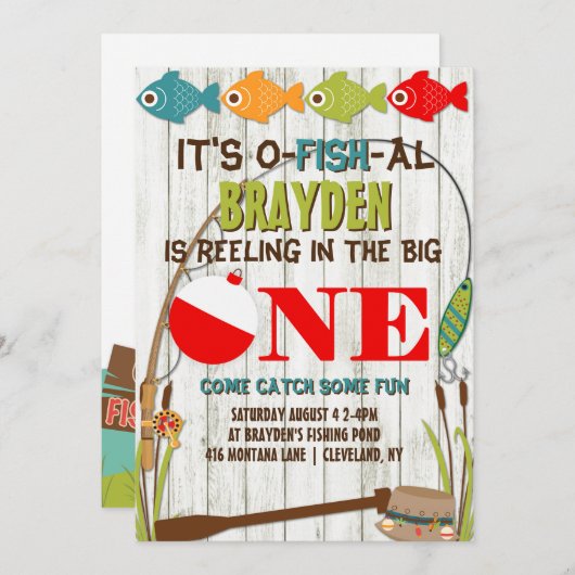 Das große Fangthema "Graue Jungen zum ersten Gebur Einladung (Vorne/Hinten)