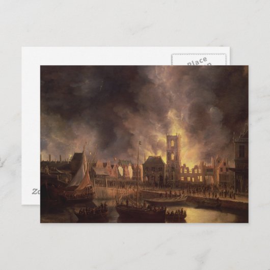 Das große Feuer im Rathaus von Amsterdam Postkarte (Vorne/Hinten)